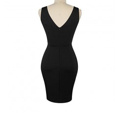 Oxiuly 여성 랩 V 넥 Bodycon Ruched 칵테일 파티 드레스 세련된 교회 웨딩 클럽 연필 드레스 OX345