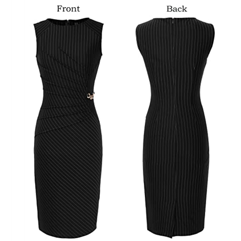 VFSHOW Womens Elegant Ruched Work 비즈니스 오피스 칵테일 파티 Bodycon Pencil Dress