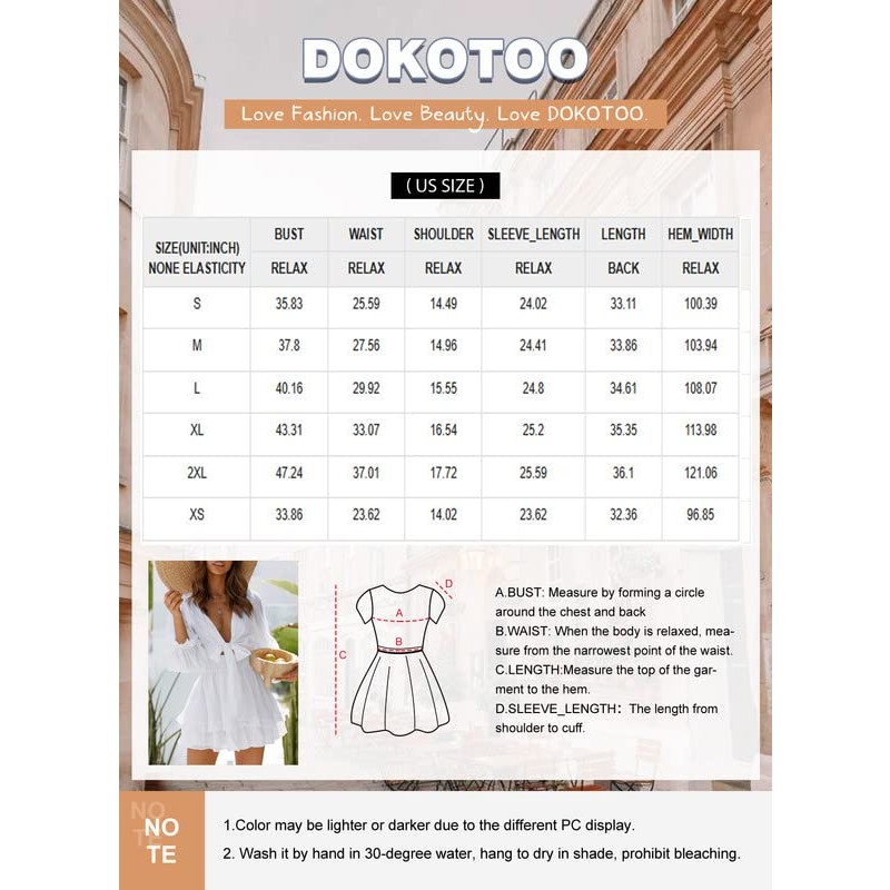 Dokotoo Womens 2023 여름 딥 브이 넥 매듭 계층화 된 쉬폰 우아한 미니 짧은 스윙 스케이터 드레스