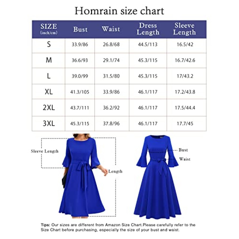 HomRain 여성의 우아한 벨 슬리브 칵테일 파티 드레스 결혼식 게스트 맞춤 및 플레어 겸손한 교회 미디 이브닝 드레스