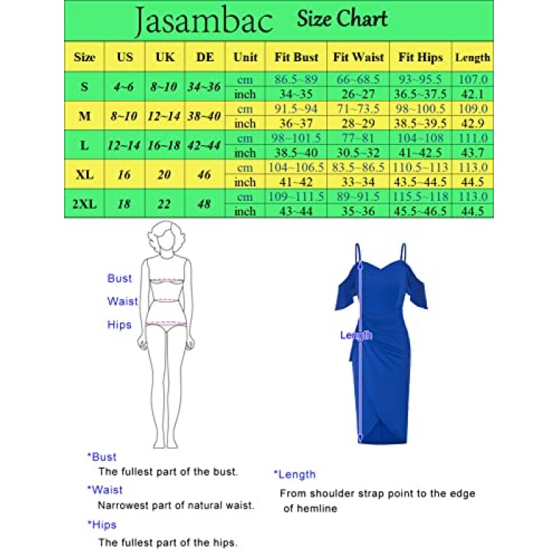 JASAMBAC 여성용 셔링 바디콘 드레스 오프 숄더 벨트 프릴 슬리브 미디 웨딩 게스트 랩 드레스