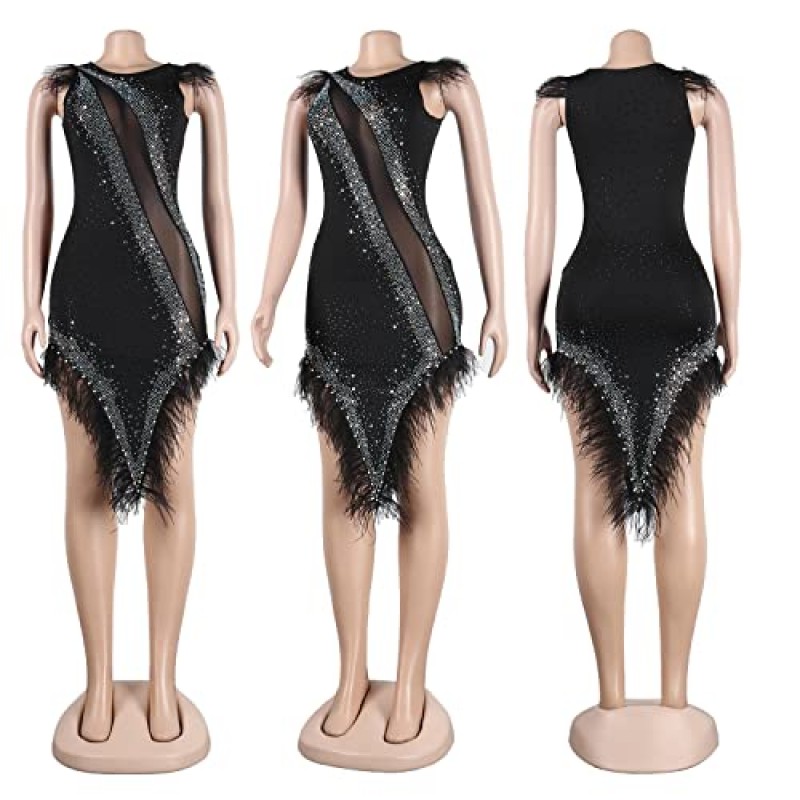 여성 파티 클럽 밤을위한 섹시한 벨벳 드레스 3D 꽃 구슬 Tassels 반짝이 캐미 랩 Midi Bodycon Clubwears