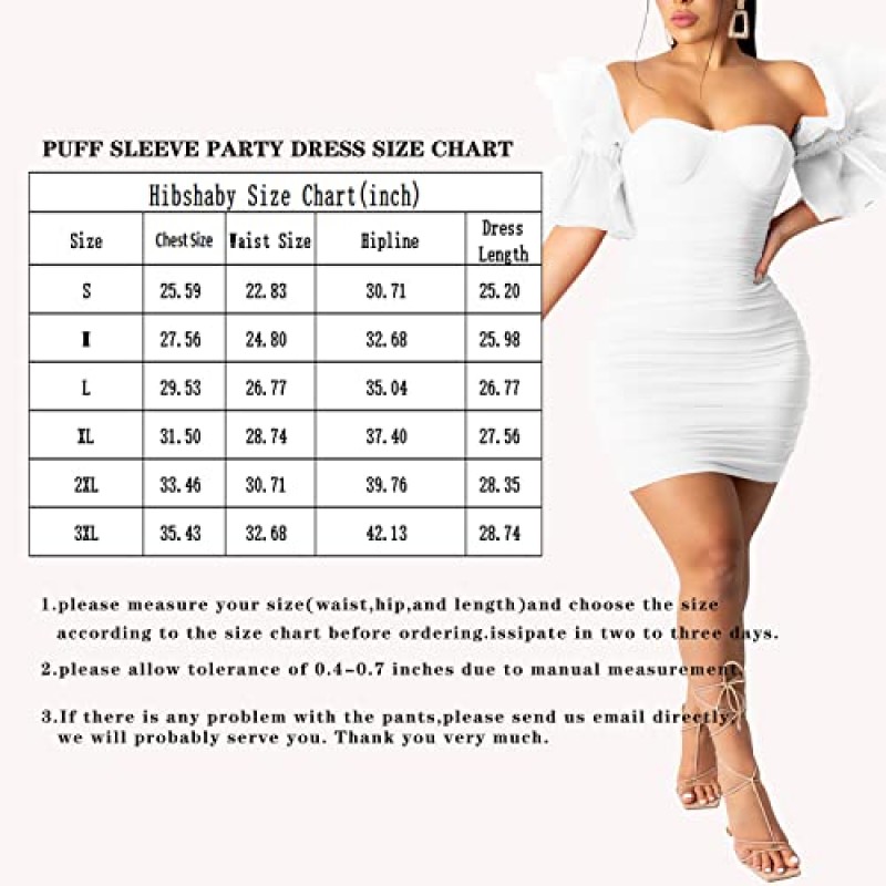 Hibshaby 여성 섹시한 Bodycon 복장 퍼프 슬리브 칵테일 저녁 파티 우아한 미니 드레스