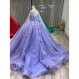 Mauuwy Tulle Quinceanera Dresses 레이스 볼 가운 푹신한 스위트 16 드레스 여성용 오프 숄더 파티 드레스 케이프 Y110