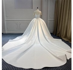 신부를위한 QueenLine 웨딩 드레스 아이보리 럭셔리 새틴 신부 드레스 진주 Strapless 플러스 사이즈 Vestido De Noiva Robe Mariage Ivory 12