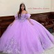 Mauuwy 반짝 이는 Tulle Quinceanera 드레스 볼 가운 푹신한 소매 레이스 스위트 16 드레스 페르시 꽃 댄스 파티 드레스 Y101