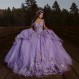 Mauuwy 3D 꽃 Quinceanera 드레스 볼 가운 푹신한 반짝 이는 Tulle 스위트 16 드레스 오프 어깨 레이스 공주 드레스 Y120