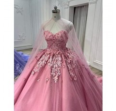 TRHTX Sweetheart Quinceanera Dresses 케이프 공주 스위트 15 16 드레스 레이스 댄스 파티 드레스 WZY85와 볼 가운