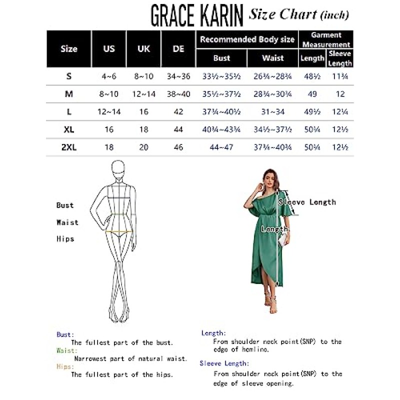 GRACE KARIN 여성 2023 오프 원 숄더 새틴 셔링 드레스 라인 하이 로우 공식 웨딩 게스트 이브닝 칵테일 드레스