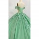 TRHTX 오프 숄더 Quinceanera 드레스와 기차 레이스 아플리케 볼 가운 Sparkly Tulle Sweet 16 Dresses WZY105