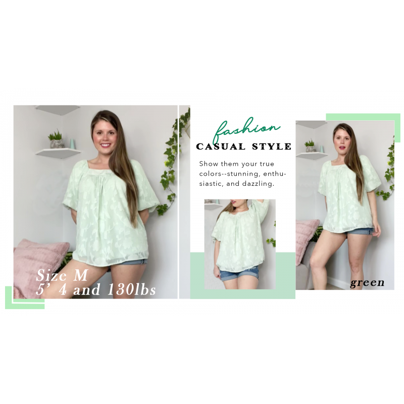 Aokosor Womens Summer Tops Dressy 캐주얼 플로위 반소매 블라우스 스퀘어 넥