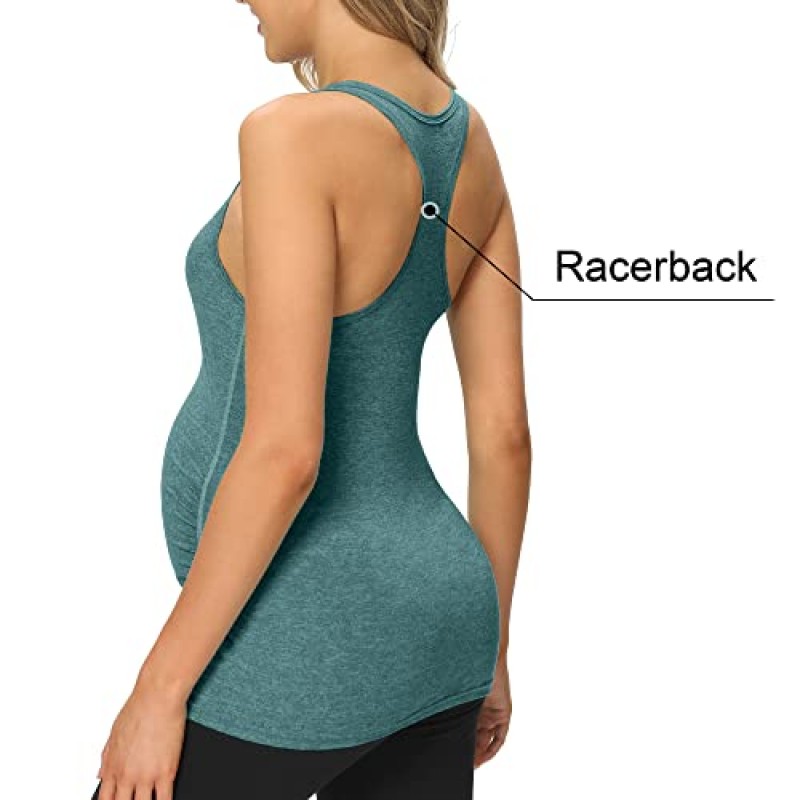 Fitglam 여성용 출산 탱크 탑 운동 활동적인 운동 요가 민소매 셔츠 임신 Racerback Activewear Clothes