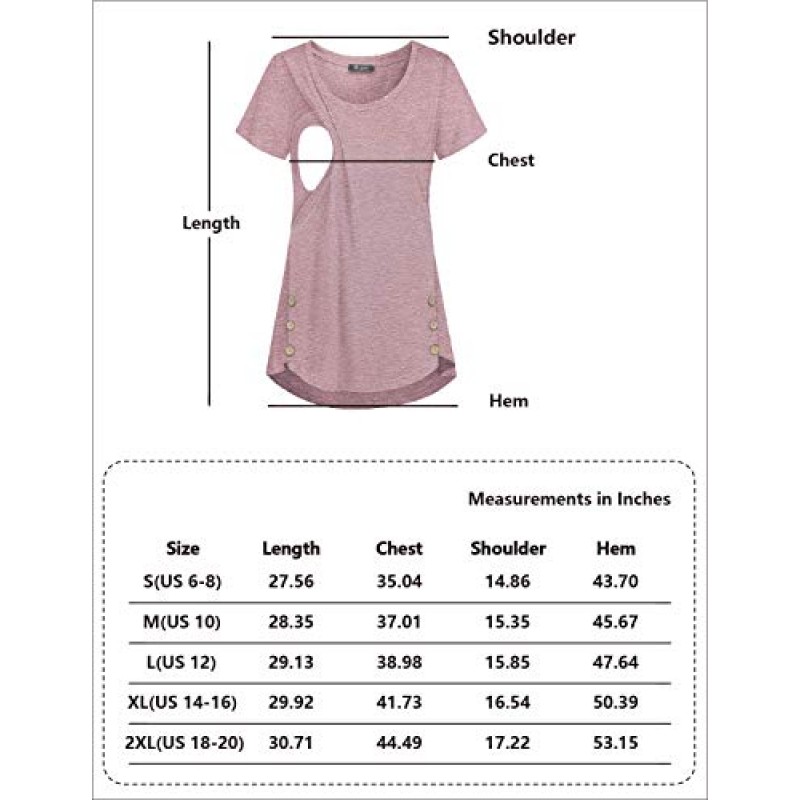 Quinee 여성 캐주얼 버튼 사이드 수유 상의 출산 모유 수유 튜닉