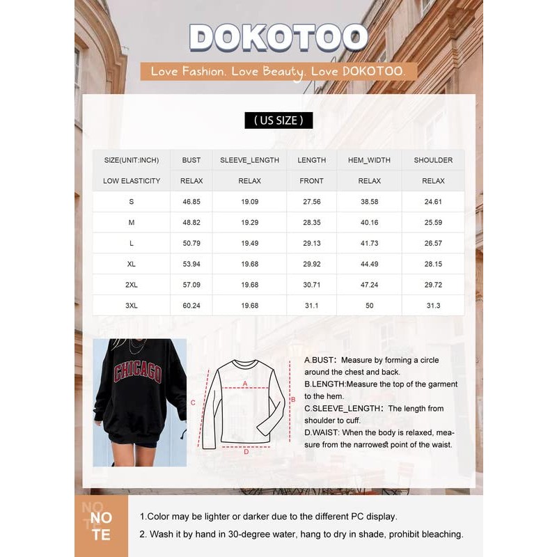 Dokotoo Womens 빈티지 베이직 오버사이즈 크루넥 롱 튜닉 스웨트 셔츠 풀오버 탑