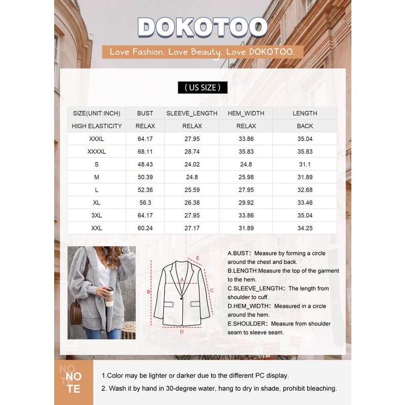 Dokotoo Womens 2023 겨울 긴 소매 솔리드 퍼지 플리스 오픈 프론트 후드 가디건 자켓 코트 포켓이있는 겉옷