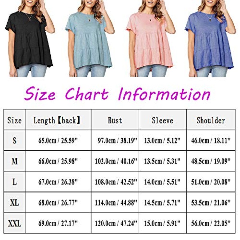 Defal 여성 여름 짧은 소매 느슨한 T 셔츠 High Low Hem Babydoll Peplum Tops