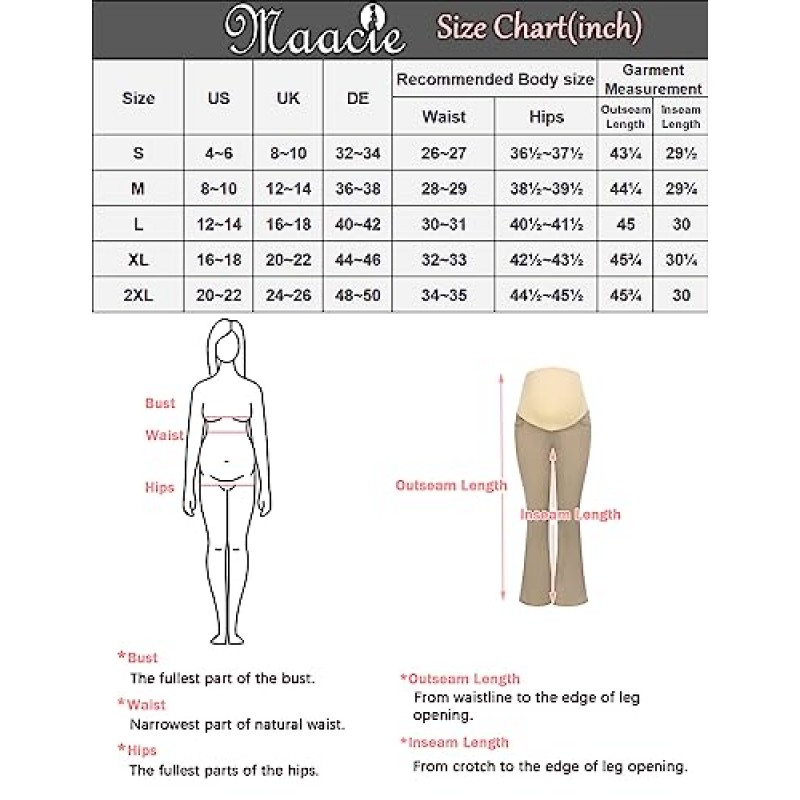 Maacie 출산 벨 바닥 청바지 여성용 포켓 포함 플레어 찢어진 데님 바지