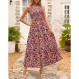 Zattcas Womens 2023 봄 여름 캐주얼 비치 스모크 민소매 탱크 롱 Sundress Flowy Boho Floral Tiered Maxi Dress