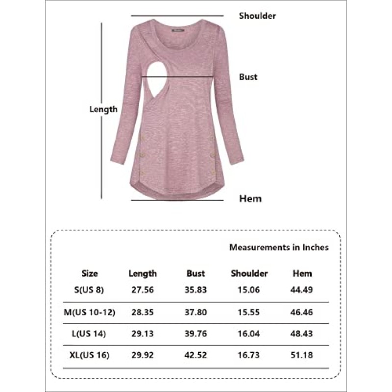 Quinee 여성용 버튼 사이드 출산 튜닉 모유 수유용 수유 상의