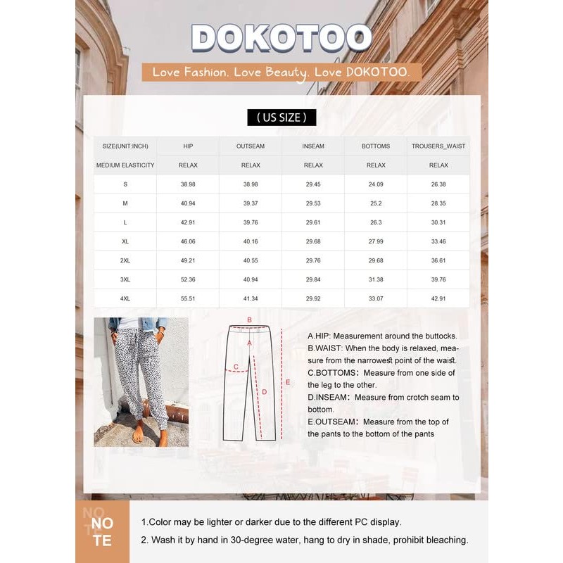 Dokotoo Womens 2023 소프트 캐주얼 드로스트링 타이 신축성 있는 허리 루즈한 조깅 바지(포켓 포함)