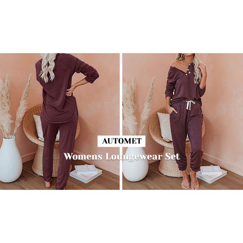 AUTOMET Womens 2 Piece 복장 잠옷 세트 여름 라운지 세트 Loungewear Sweatsuits with Sweatpants