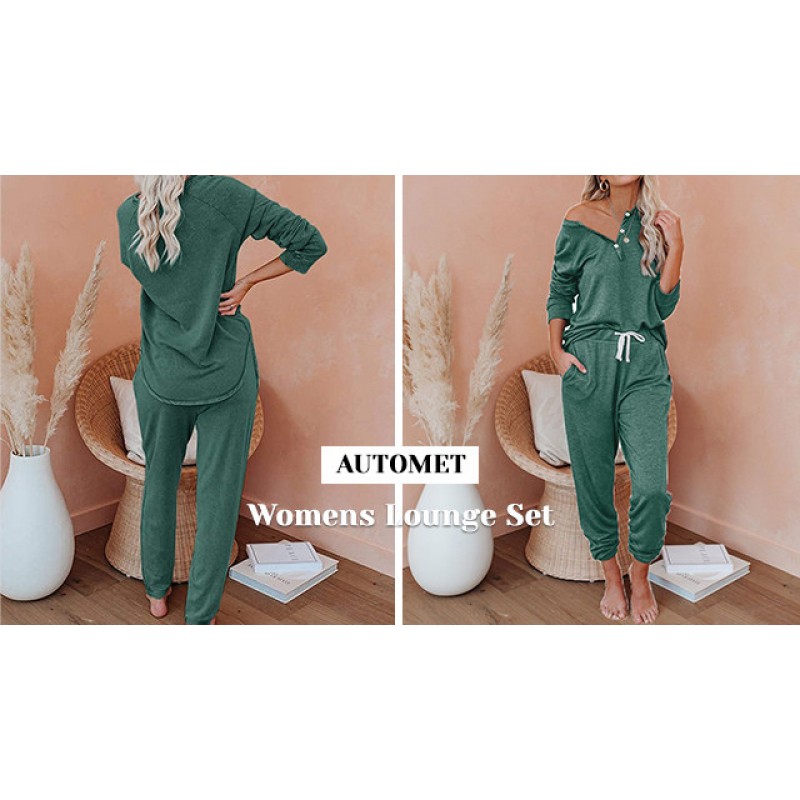 AUTOMET Womens 2 Piece 복장 잠옷 세트 여름 라운지 세트 Loungewear Sweatsuits with Sweatpants