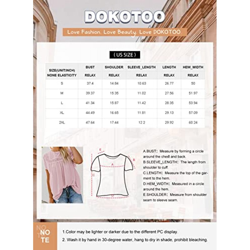 Dokotoo Womens Crewneck 레이스 크로 셰 뜨개질 Pom Pom Flowy 반팔 캐주얼 셔츠 블라우스 탑