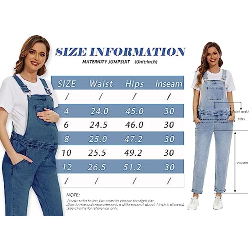 Yuangbang Womens Maternity 데님 작업복 Stretchy Jean Jumpsuit 귀여운 임신 턱받이