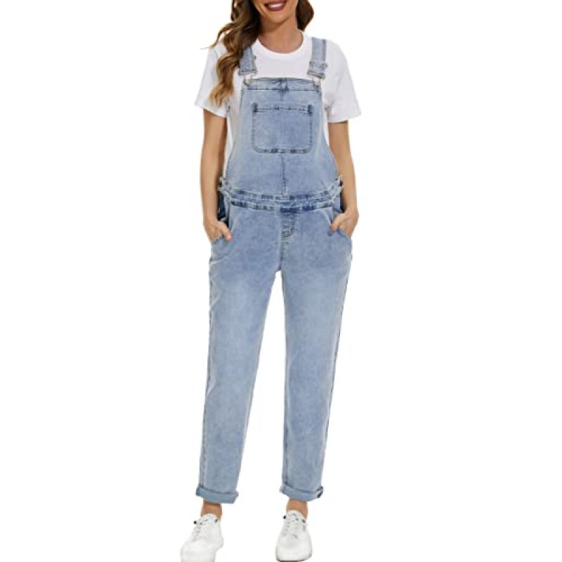 Yuangbang Womens Maternity 데님 작업복 Stretchy Jean Jumpsuit 귀여운 임신 턱받이