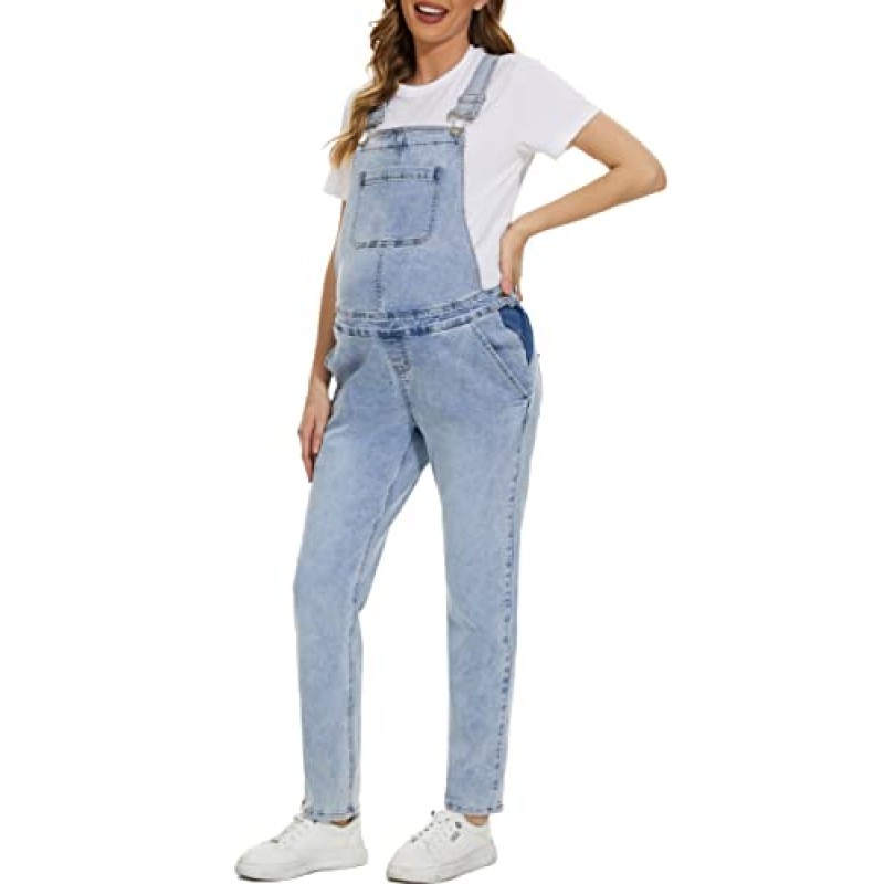 Yuangbang Womens Maternity 데님 작업복 Stretchy Jean Jumpsuit 귀여운 임신 턱받이