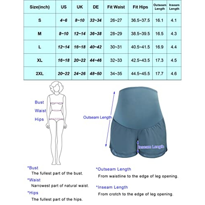 Maacie Maternity 더블 레이어 캐주얼 운동용 반바지(사이드 포켓 ​​포함)