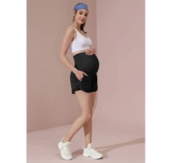 Maacie Maternity 더블 레이어 캐주얼 운동용 반바지(사이드 포켓 ​​포함)