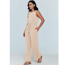 AUTOMET Womens Jumpsuits 가을 의상 2023 새로운 캐주얼 패션 의류 민소매 넓은 다리 긴 바지 Romper