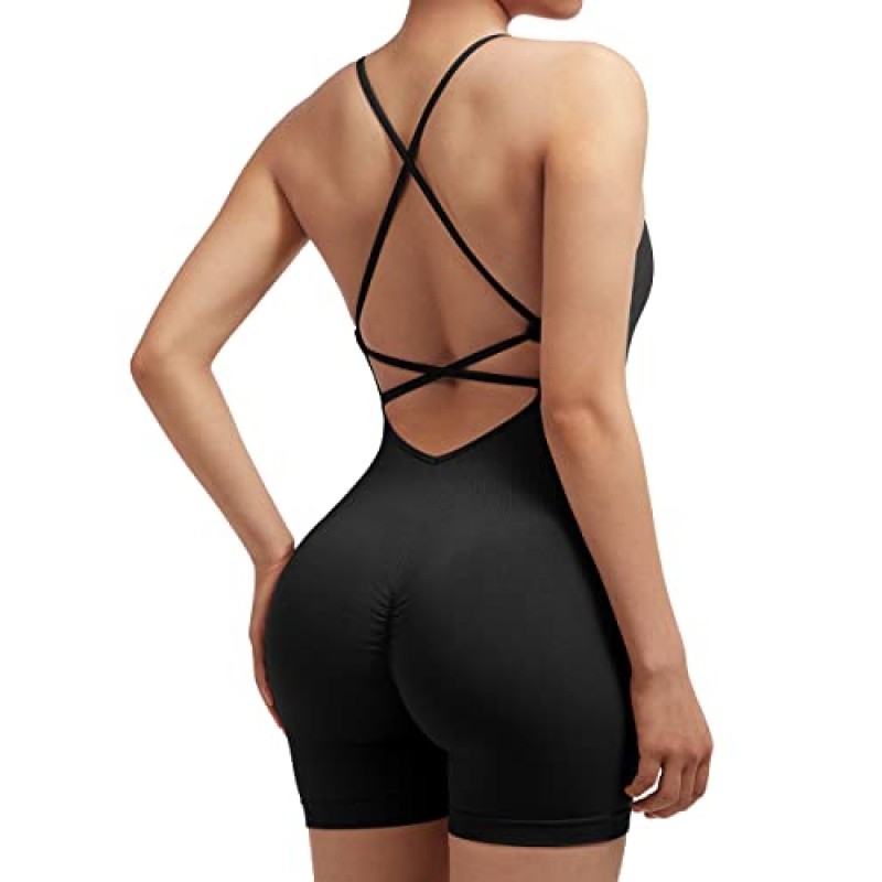 SUUKSESS 여성 Strappy Romper Seamless Jumpsuit Tummy Control 패딩 스포츠 브라