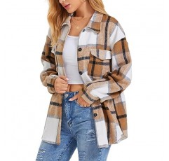 ATHMILE Womens 캐주얼 격자 무늬 Shacket Button Down 긴 소매 셔츠 가을 의류 여성용 탑 스웨터