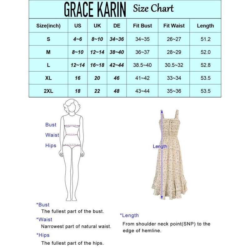 GRACE KARIN 여성 2023 여름 꽃 보호 드레스 스퀘어 넥 스트랩 스윙 라인 비치 롱 맥시 드레스