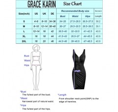 GRACE KARIN 여성 딥 브이 넥 파티 미니 드레스 U 백 스팽글 불규칙한 밑단 이브닝 드레스