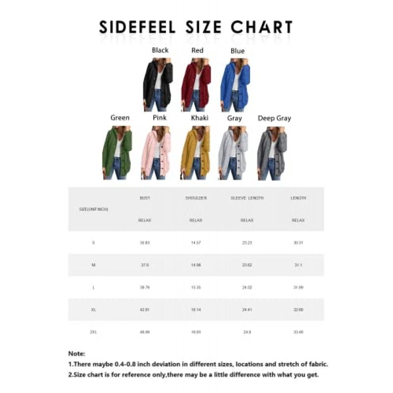 Sidefeel 여성 후드 양털 안감 스웨터 카디건 버튼 다운 프론트 겨울 코트