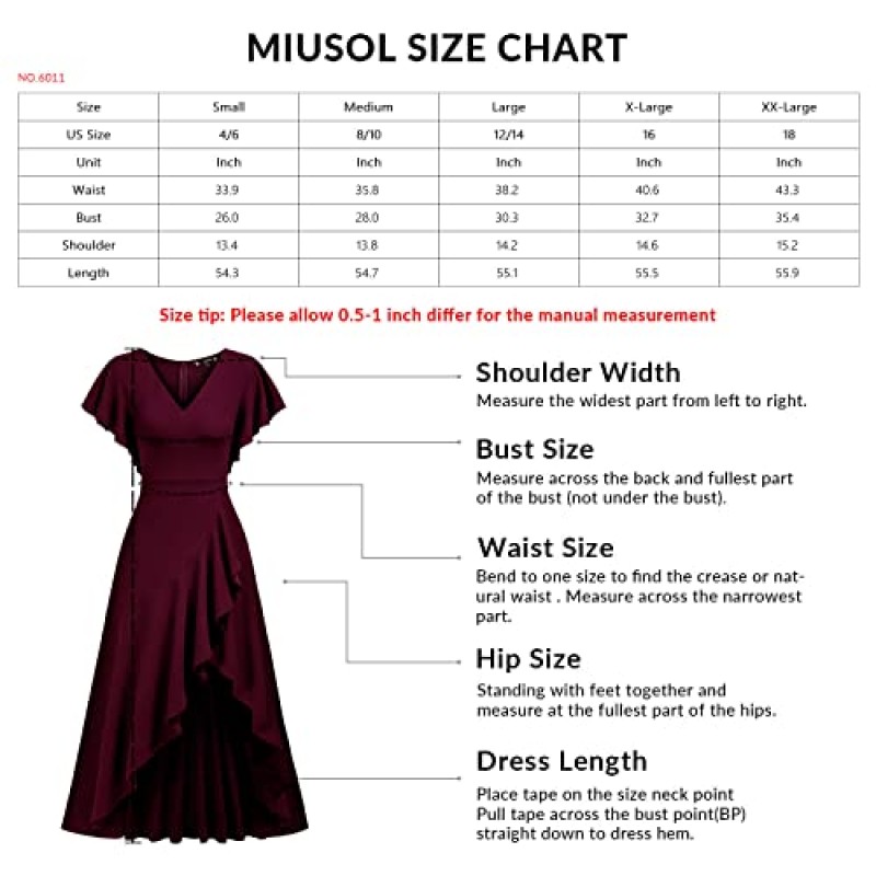 Miusol 여성 정장 V 넥 프릴 스플릿 이브닝 파티 롱 드레스