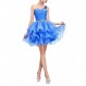 Lilibridal Short Prom Dresses Beaded Puffy One Shoulder Homecoming Pageant Fomal Evening Ball Gowns