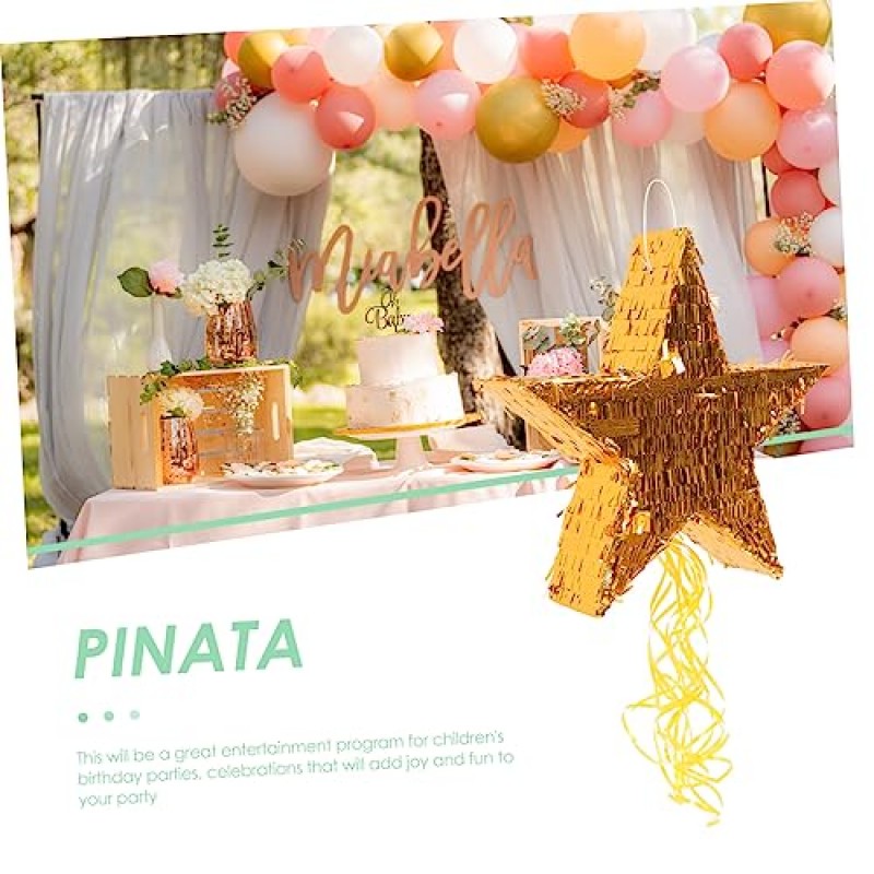 Ibasenice Pinata 장식 스테레오 Piñata Kidult 장난감 파티 Pinata 채워진 장난감 Pinata 생일 장난감 어린이 황금 종이 Pentagram 소품 파티 호의 Pentagram 모양 Pinata