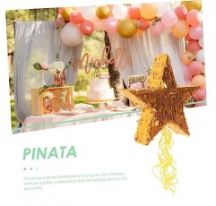 Ibasenice Pinata 장식 스테레오 Piñata Kidult 장난감 파티 Pinata 채워진 장난감 Pinata 생일 장난감 어린이 황금 종이 Pentagram 소품 파티 호의 Pentagram 모양 Pinata