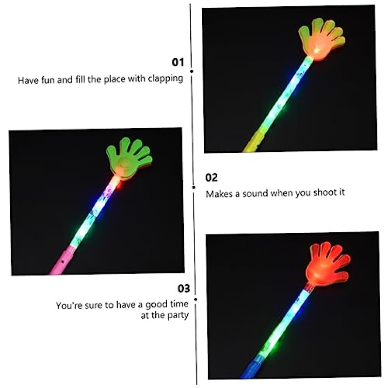 Abaodam 팜 박수 Kidult 장난감 대량 선물 대량 장난감 5pcs 핸드 클래퍼 생일 핸드 클래퍼 클래퍼 장난감 응원 소품 플래시 손바닥 박수 파티 용품 선물 가방 샤인