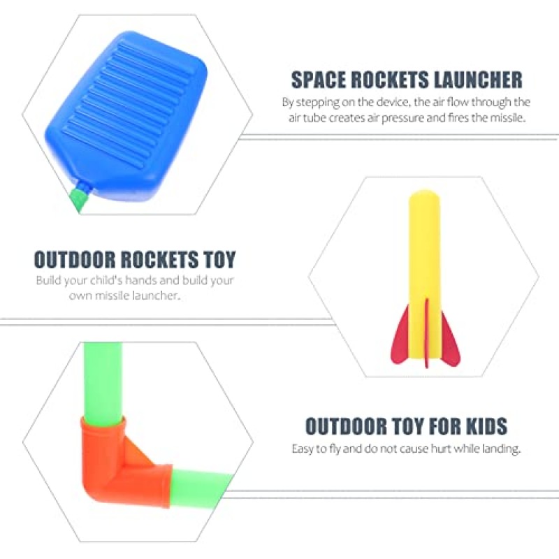 Sosoport 어린이 장난감 어린이 장난감 어린이 장난감 어린이를위한 공압 로켓 발사기 장난감 어린이를위한 야외 로켓 장난감 선물 (조명이없는 6 개의 로켓) 우주 장난감 야외 장난감 야외 장난감