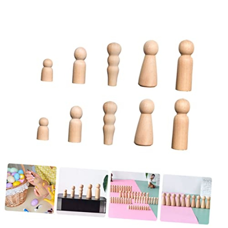 Hohopeti 10pcs DIY 나무 장식품 나무 장난감 케이크 장식 크리스마스 장식 모래 미완성 나무 눈사람 어린이용 장난감 그림 나무 장난감 유치원 페인트 장난감 어린이 그림 장난감 로그