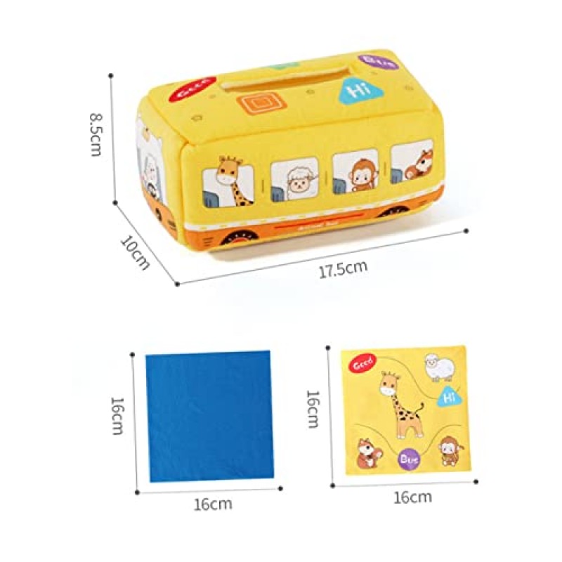 Ibasenice 3 세트 상자 찢어짐 방지 종이 키덜트 장난감 아기 티슈 상자 아기 교육 장난감 어린이 선물 티슈 장난감 아기 감각 티슈 상자 장난감 아기 종이 퍼즐 천 노란색 아기 장난감