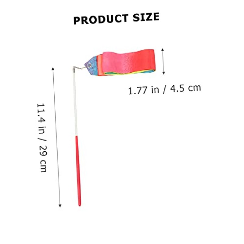 INOOMP 그라디언트 리본 키덜트 장난감 어린이 지팡이 유아용 장난감 체육관 리본 막대 댄스 리본 깃발 댄스 리본 댄스 깃발 다채로운 춤 리본 다채로운 리듬 리본 4pcs