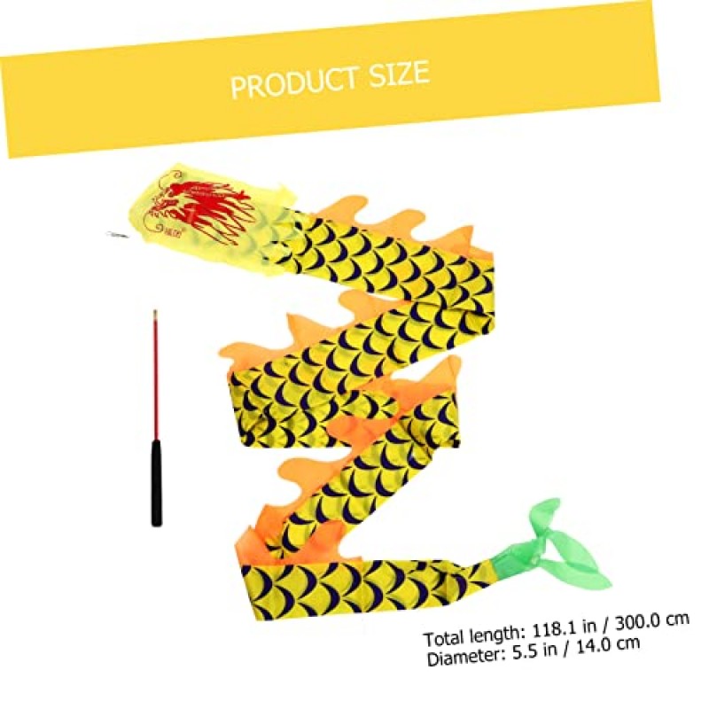가넥 1 세트 드래곤 리본 키덜트 장난감 중국 장식 어린이 야외 장난감 중국 댄스 리본 중국 용 깃발 어린이 액세서리 어린이 댄스 리본 재미있는 어린이 장난감 재미 있은 장난감