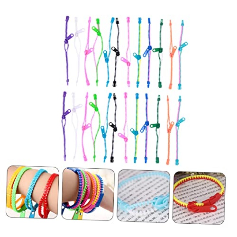 SAFIGLE 지퍼 팔찌 우정 Braclets Kidult 장난감 어린이를위한 팔찌 우정 팔찌 어린이 팔찌 가방 바구니 Stuffers 어린이 지퍼 팔찌 다채로운 팔찌 100 Pcs