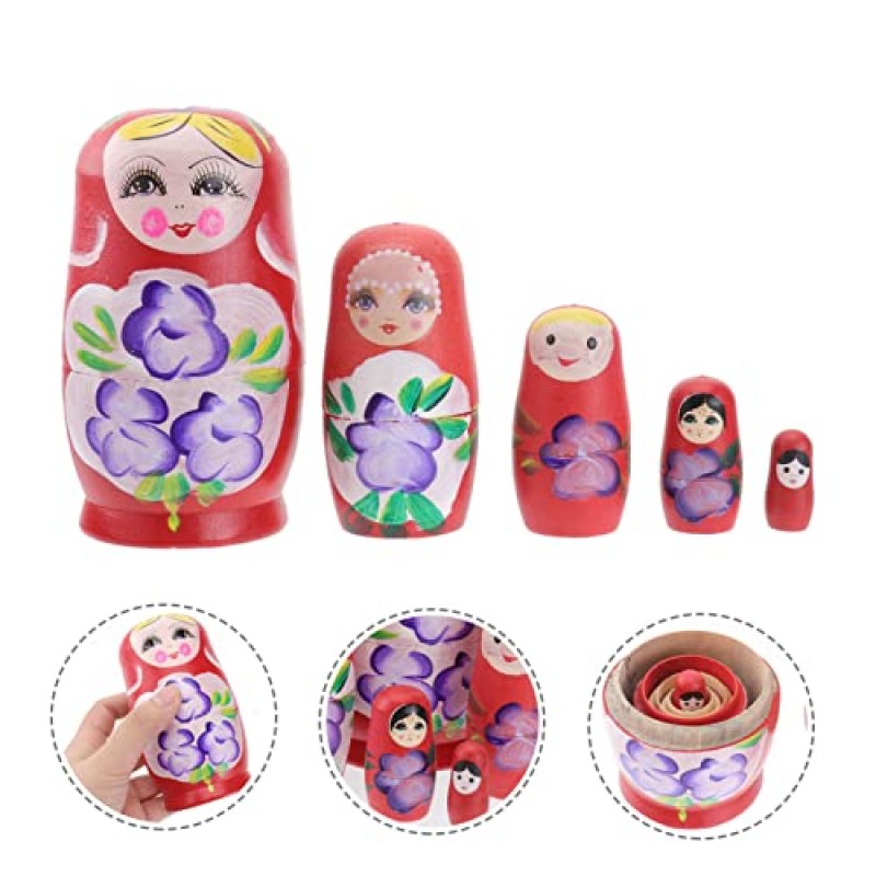 Toyvian 10 Pcs Matryoshka 러시아 쌓을 수 있는 인형 Babushka 인형 어린이를 위한 중첩 인형 어린이 장난감 나무 인형 동물 장난감 나무 공예품 나무 인형 장식 만화 인형 장난감 여행 나무 공예